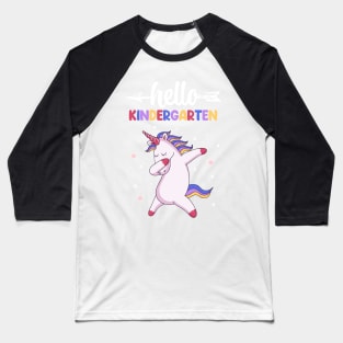 Hello Kindergarten Dabbing Unicorn Baseball T-Shirt